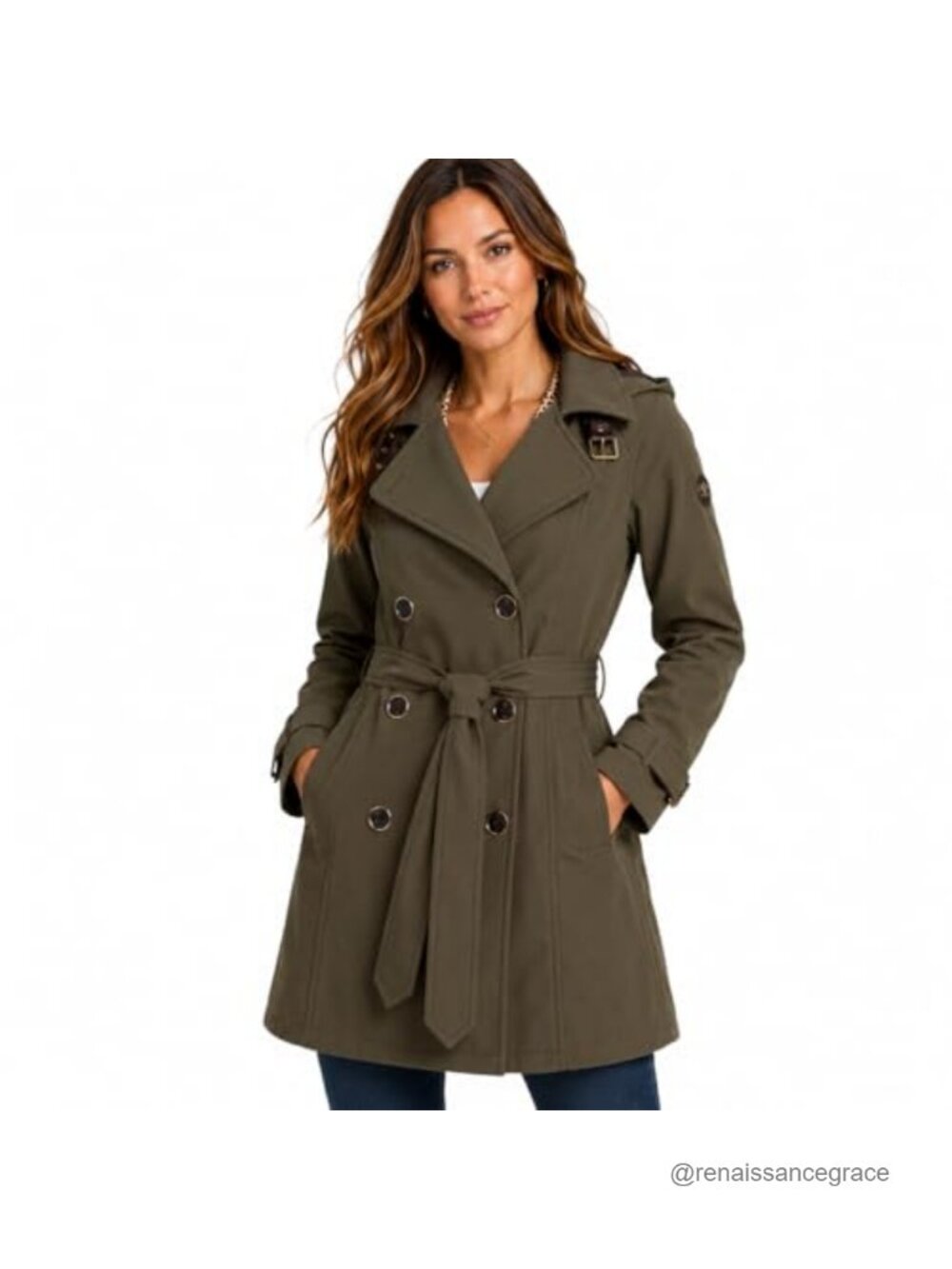 Women's Softshell Trench Coat Hooded Belted Fleece Lined Lightweight